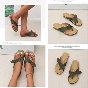 Olive Green Knot-Detail Flip-Flop - Yasirun - size 9(40) - new